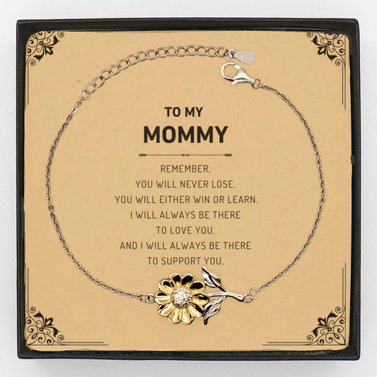 Mommy Gifts, To My Mommy Remember, you will never lose. You will either WIN or LEARN, Keepsake Sunflower Bracelet For Mommy Card, Birthday Christmas Gifts Ideas For Mommy X-mas Gifts - Mallard Moon Gift Shop