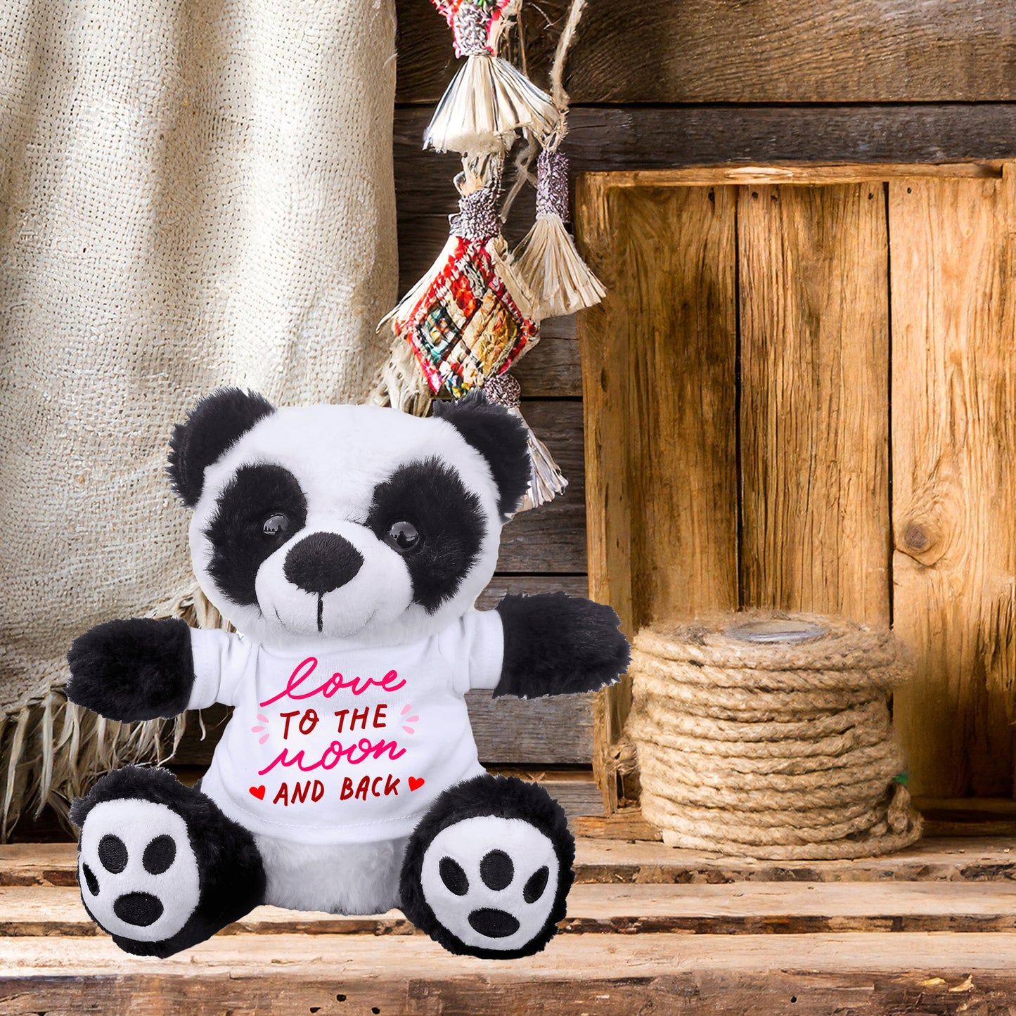 Love You to the Moon and Back - Plush Lamb, Panda, or Teddy Bear with Tee Shirt Romantic Gift for Sweetheart - Mallard Moon Gift Shop