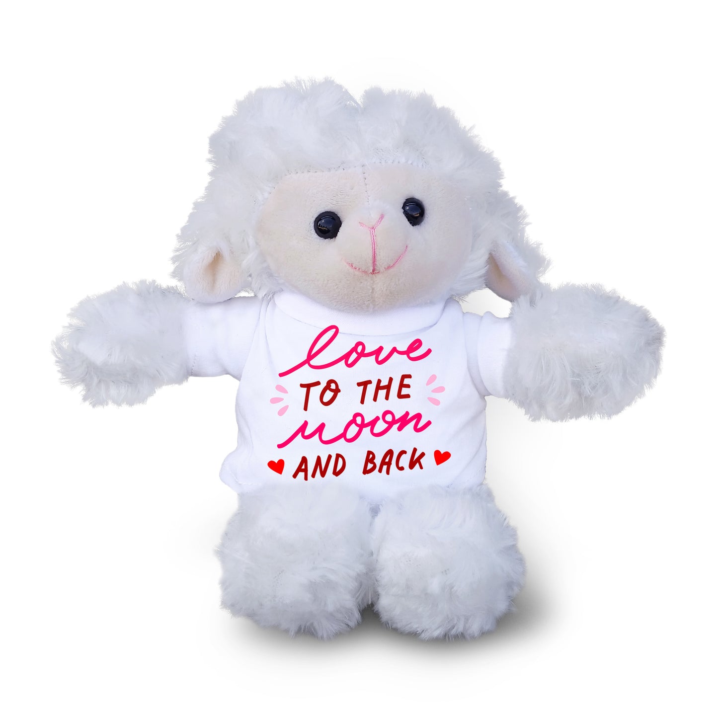 Love You to the Moon and Back - Plush Lamb, Panda, or Teddy Bear with Tee Shirt Romantic Gift for Sweetheart - Mallard Moon Gift Shop