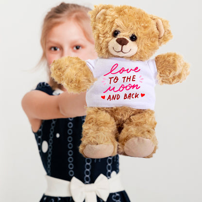 Love You to the Moon and Back - Plush Lamb, Panda, or Teddy Bear with Tee Shirt Romantic Gift for Sweetheart - Mallard Moon Gift Shop