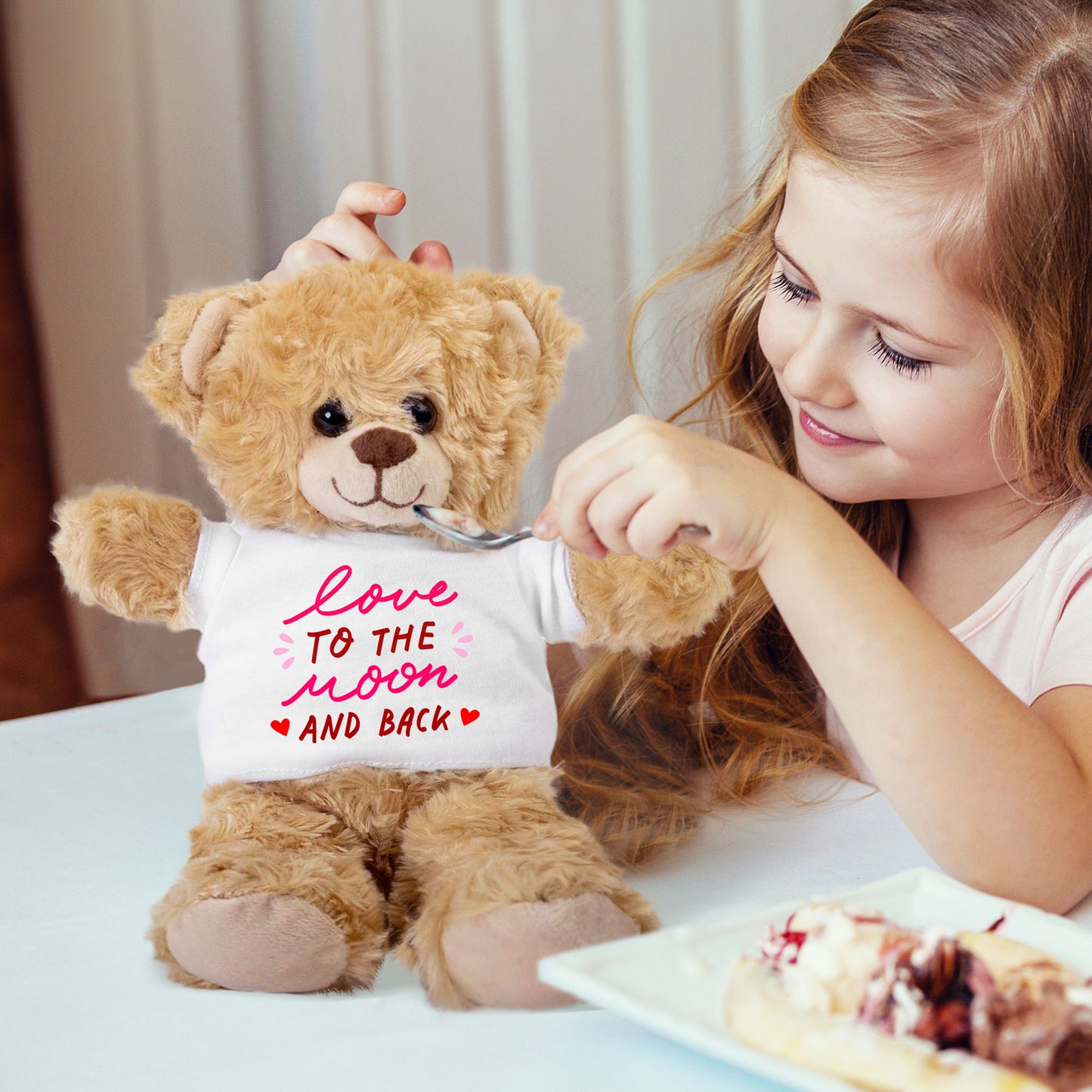 Love You to the Moon and Back - Plush Lamb, Panda, or Teddy Bear with Tee Shirt Romantic Gift for Sweetheart - Mallard Moon Gift Shop