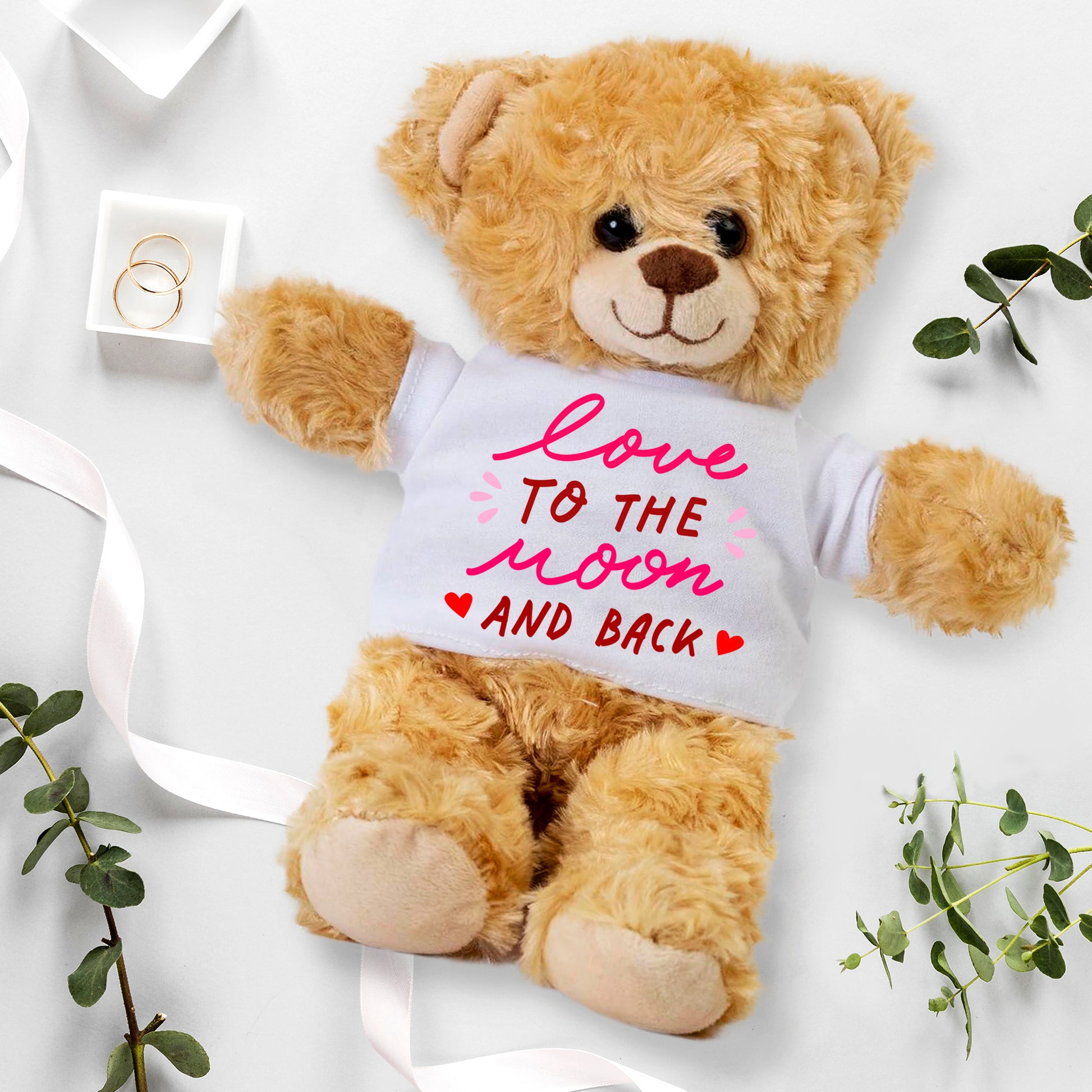 Love You to the Moon and Back - Plush Lamb, Panda, or Teddy Bear with Tee Shirt Romantic Gift for Sweetheart - Mallard Moon Gift Shop