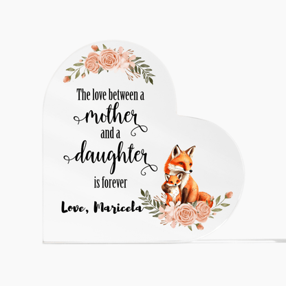 Mother and Daughter Baby Animals Personalized Acrylic Heart Plaque - Mallard Moon Gift Shop