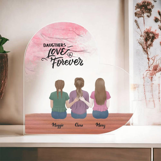 Mother and Daughters Personalized Acrylic Heart Plaque - Mallard Moon Gift Shop