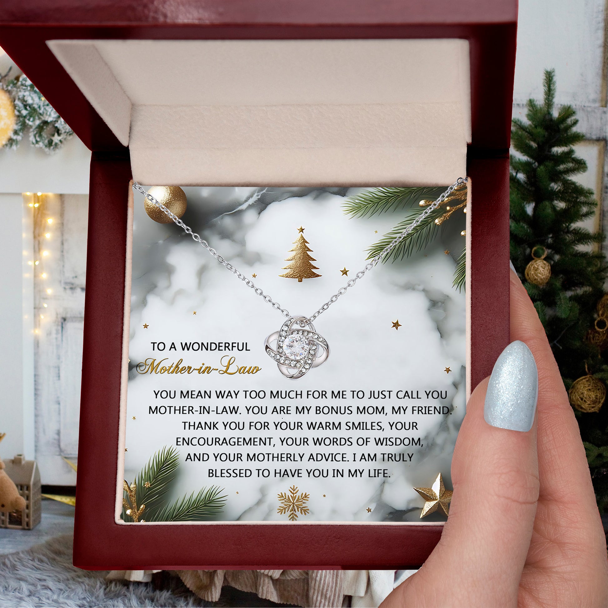 Gift for Mother-in-Law - Motherly Advice - Love Knot Pendant Necklace - Mallard Moon Gift Shop