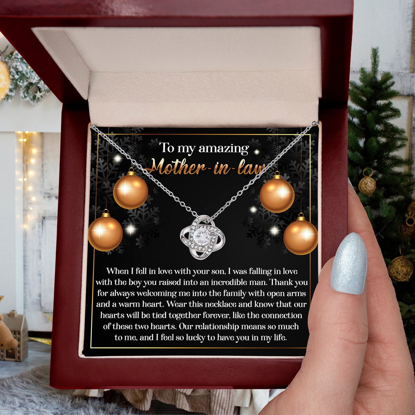 Gift for Mother-in-Law - Two Hearts - Love Knot Necklace - Mallard Moon Gift Shop