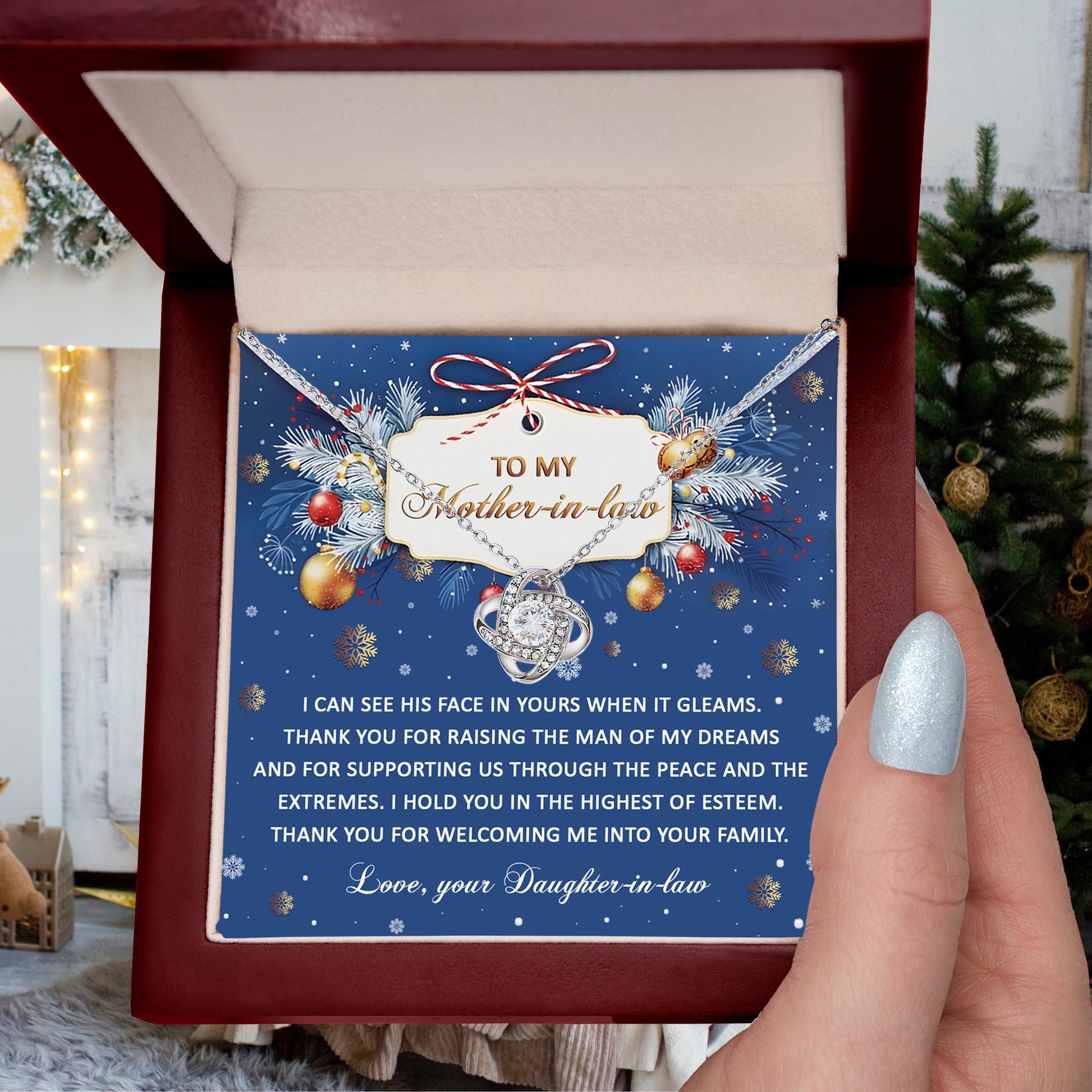 Gift for Mother-in-law - I Hold You - Love Knot Pendant Necklace - Mallard Moon Gift Shop