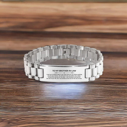 Motivational Brother-in-law Ladder Stainless Steel Engraved Bracelet, Brother In Law I can promise to love you for the rest of mine, Birthday Christmas Jewelry Gift\ - Mallard Moon Gift Shop