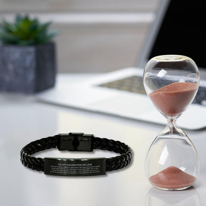 Motivational Daughter-in-law Braided Leather Engraved Bracelet, I can promise to love you for the rest of mine, Birthday Jewelry Gift for Women - Mallard Moon Gift Shop