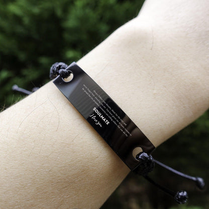 Motivational Soulmate Engraved Black Rope Bracelet - Always follow your dreams, never forget how amazing you are- Birthday, Christmas Holiday Gifts - Mallard Moon Gift Shop