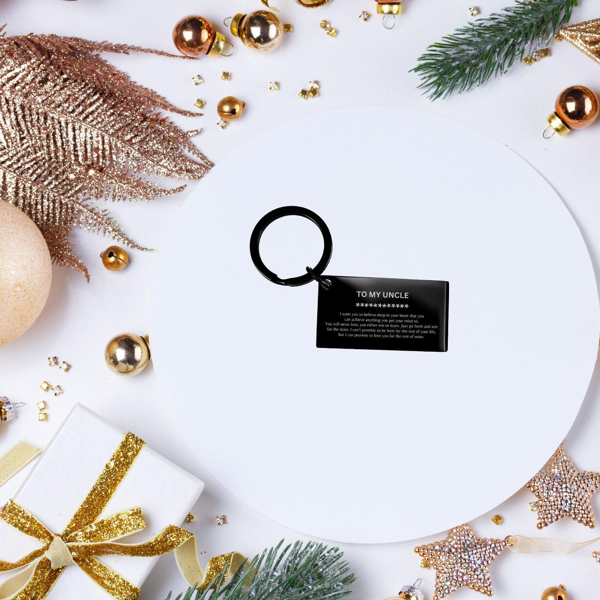 Motivational Uncle Engraved Black Keychain - I can promise to love you for the rest of my life, Birthday, Christmas Holiday Jewelry Gif - Mallard Moon Gift Shop