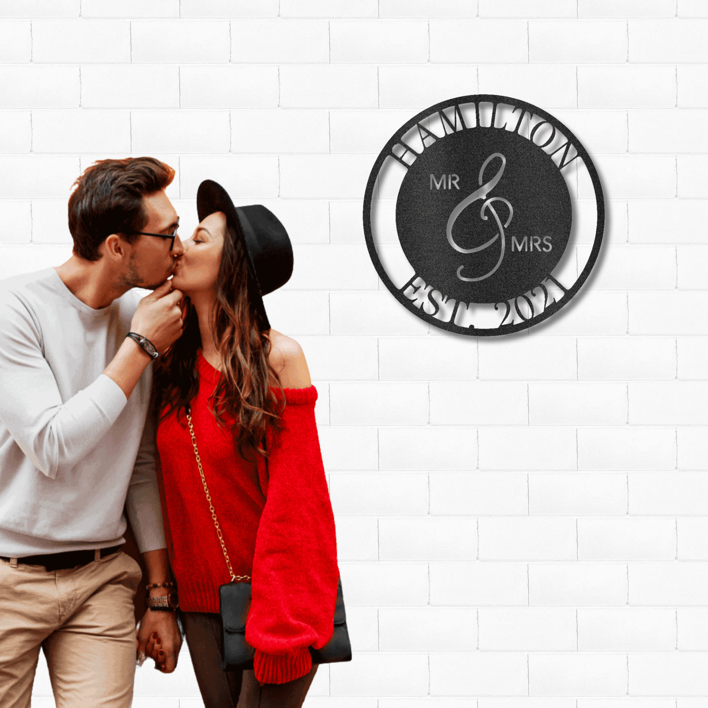 Mr. and Mrs. Personalized Indoor Outdoor Steel Wall Sign Art - Mallard Moon Gift Shop