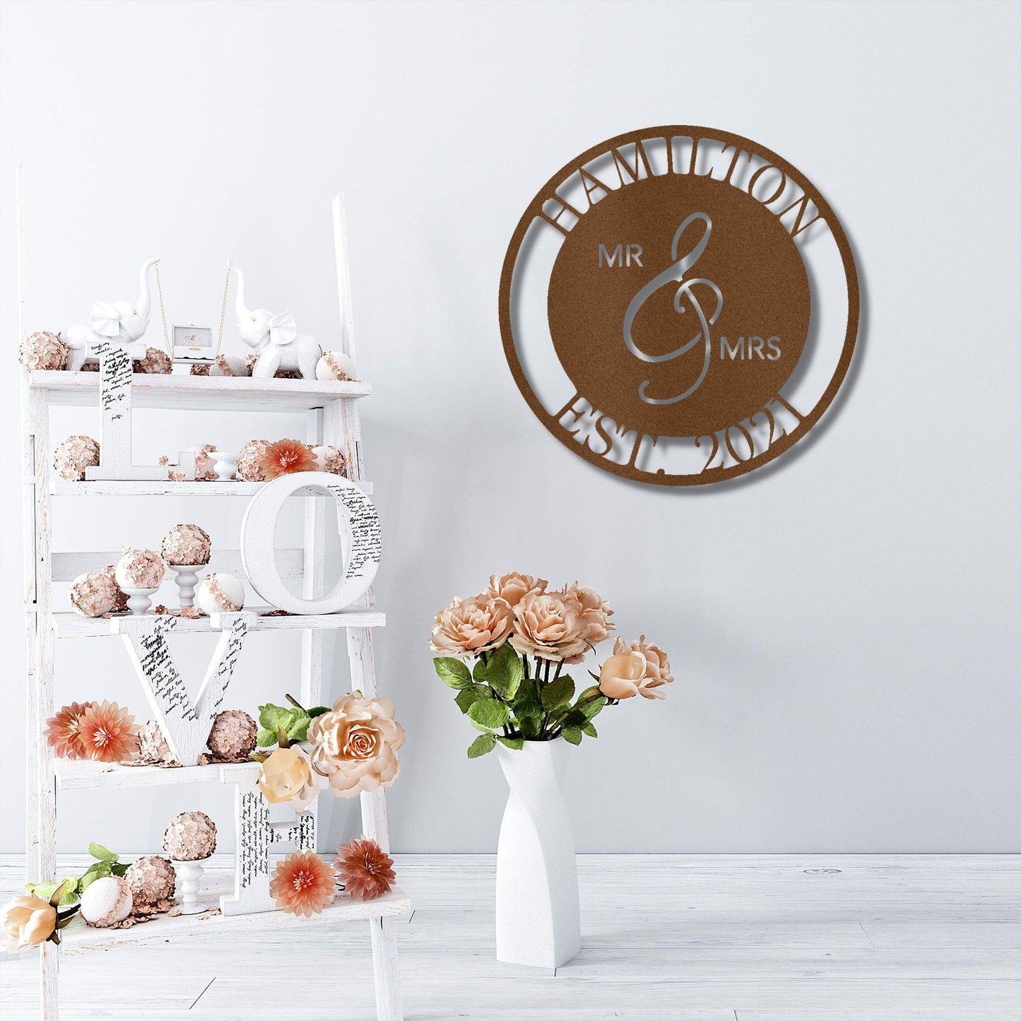 Mr. and Mrs. Personalized Indoor Outdoor Steel Wall Sign Art - Mallard Moon Gift Shop