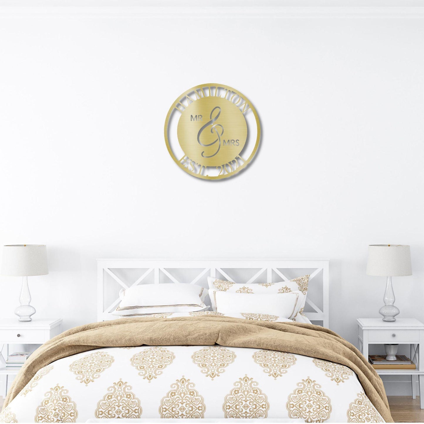 Mr. and Mrs. Personalized Indoor Outdoor Steel Wall Sign Art - Mallard Moon Gift Shop