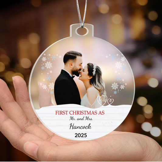 Personalized Our First Christmas as Mr. and Mrs. Acrylic Ornament