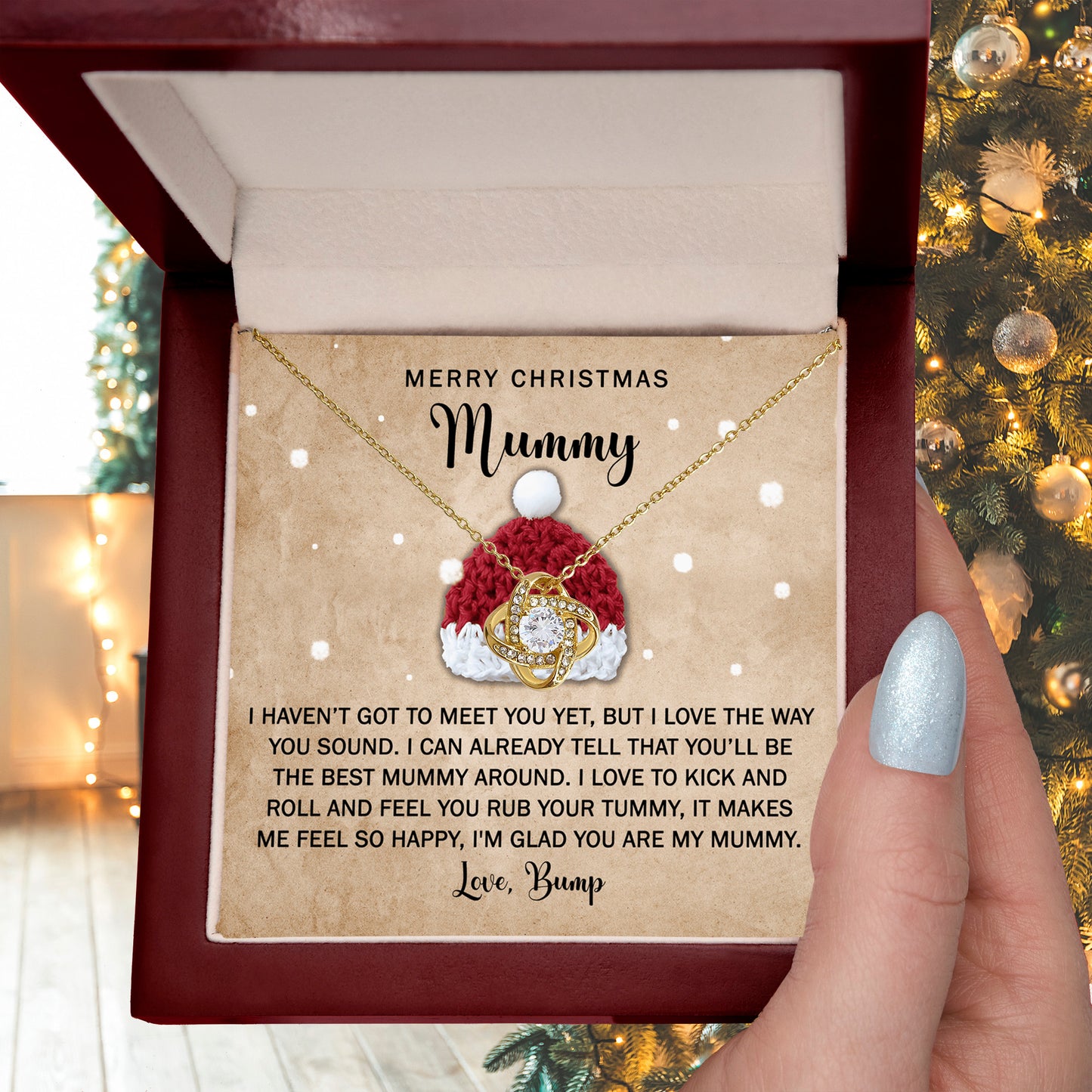 Gift for Mummy - Rub Your Tummy - Love Knot Pendant Necklace - Mallard Moon Gift Shop