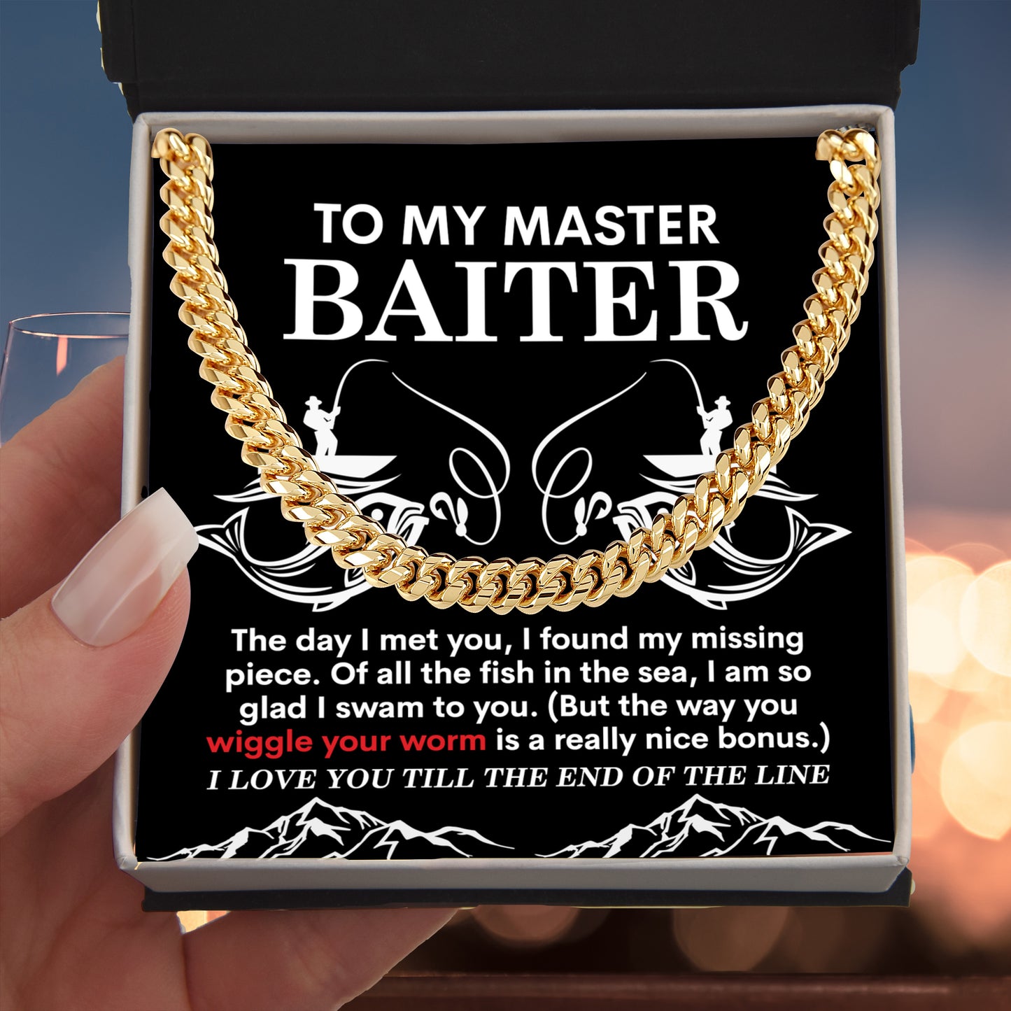 Gift for My Man - In The Sea - Cuban Link Chain Necklace - Mallard Moon Gift Shop