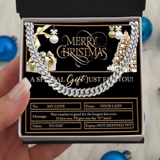 Gift for My Man - Christmas Voucher - Cuban Link Chain Necklace - Mallard Moon Gift Shop