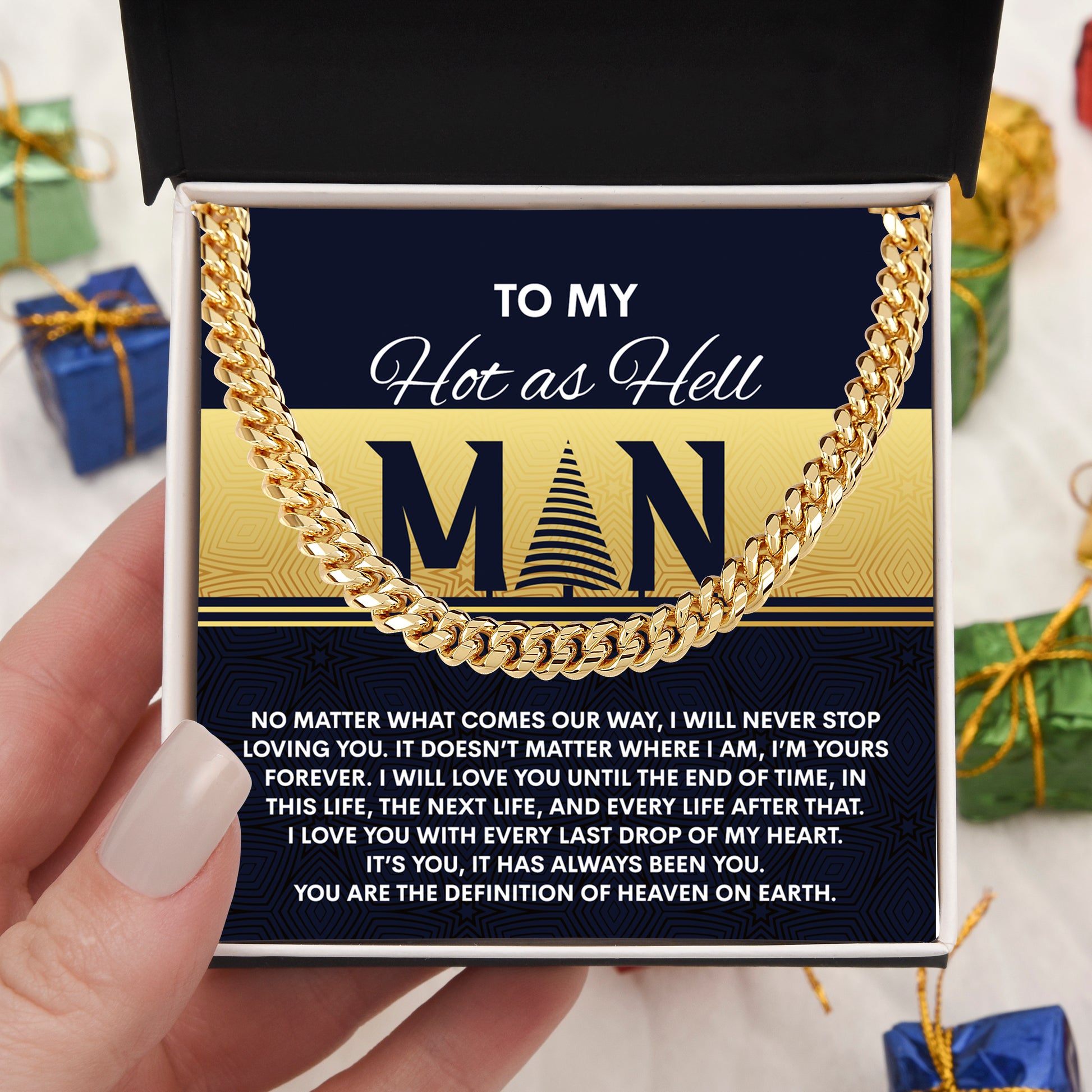 Gift for My Man - Heaven On Earth - Cuban Link Chain Necklace - Mallard Moon Gift Shop