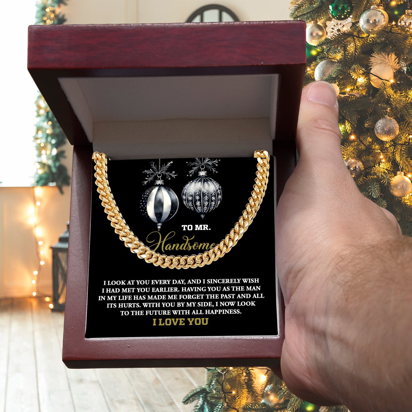 Gift for My Man - Future of Happiness - Cuban Chain Link Necklace - Mallard Moon Gift Shop