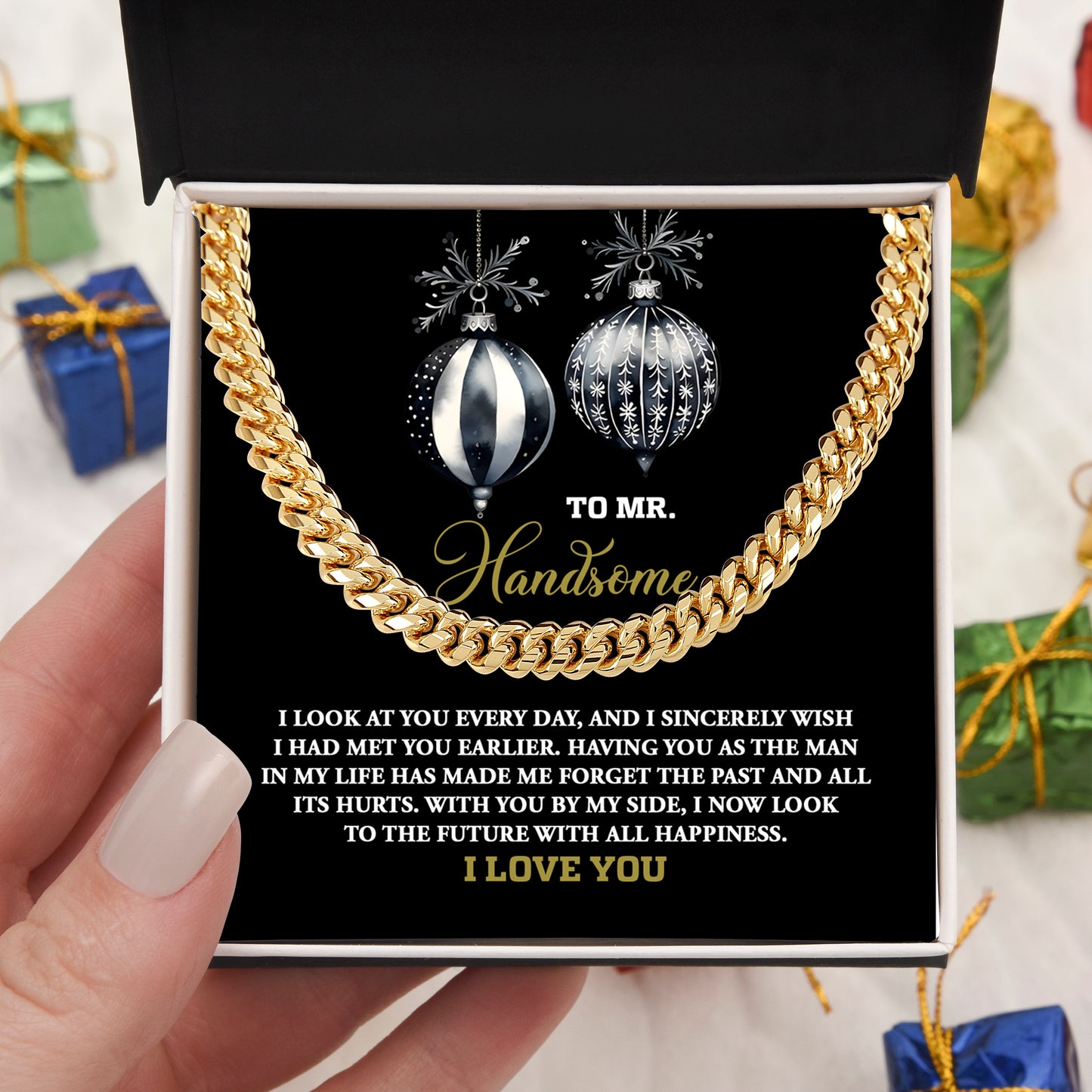 Gift for My Man - Future of Happiness - Cuban Chain Link Necklace - Mallard Moon Gift Shop