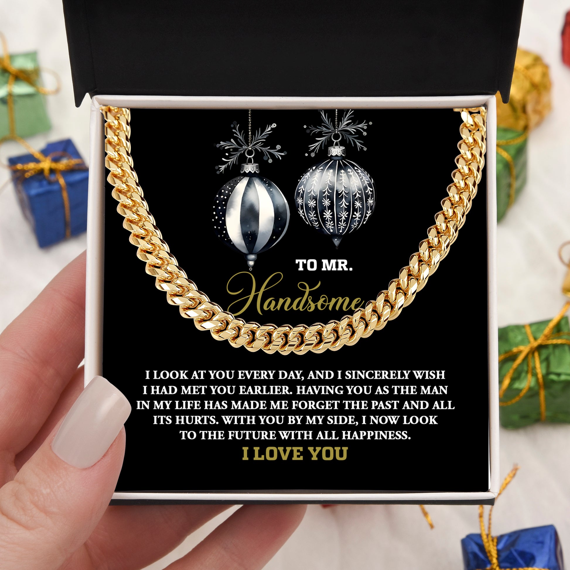 Gift for My Man - Future of Happiness - Cuban Chain Link Necklace - Mallard Moon Gift Shop