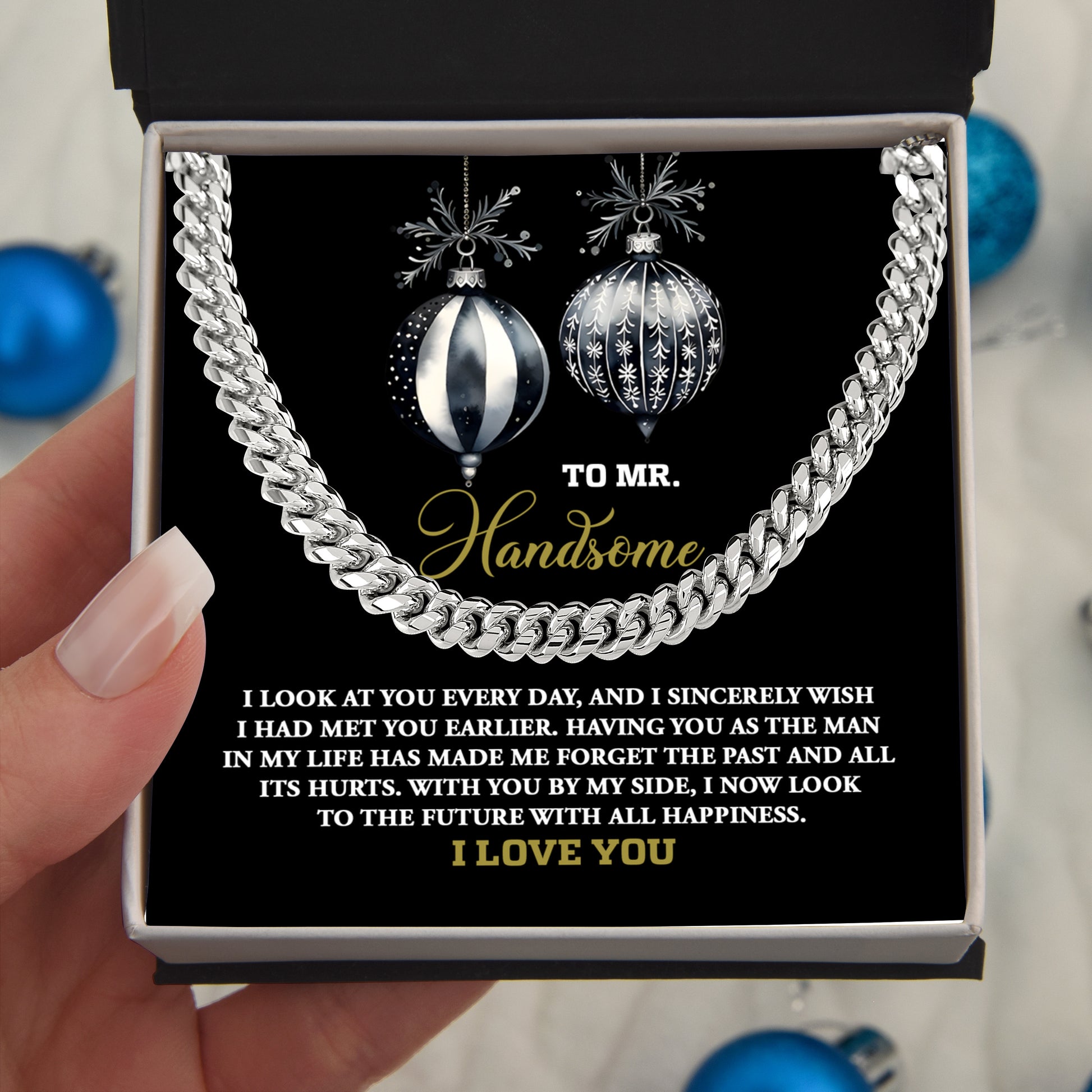 Gift for My Man - Future of Happiness - Cuban Chain Link Necklace - Mallard Moon Gift Shop