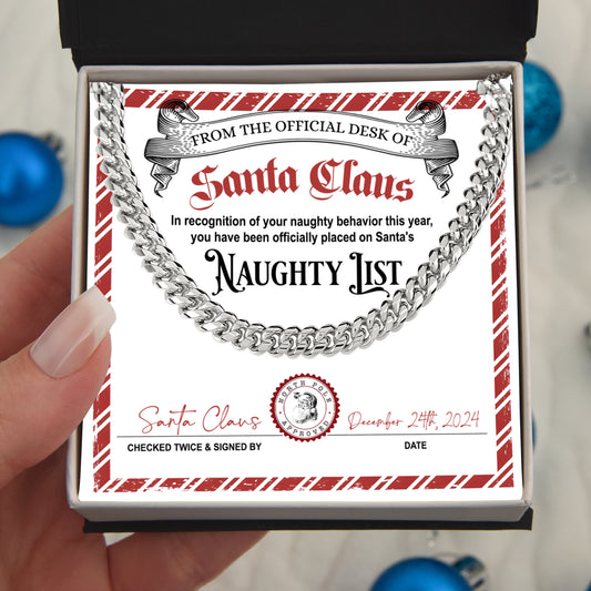 Naughty List Naughty Behavior - Cuban Link Chain Necklace - Mallard Moon Gift Shop