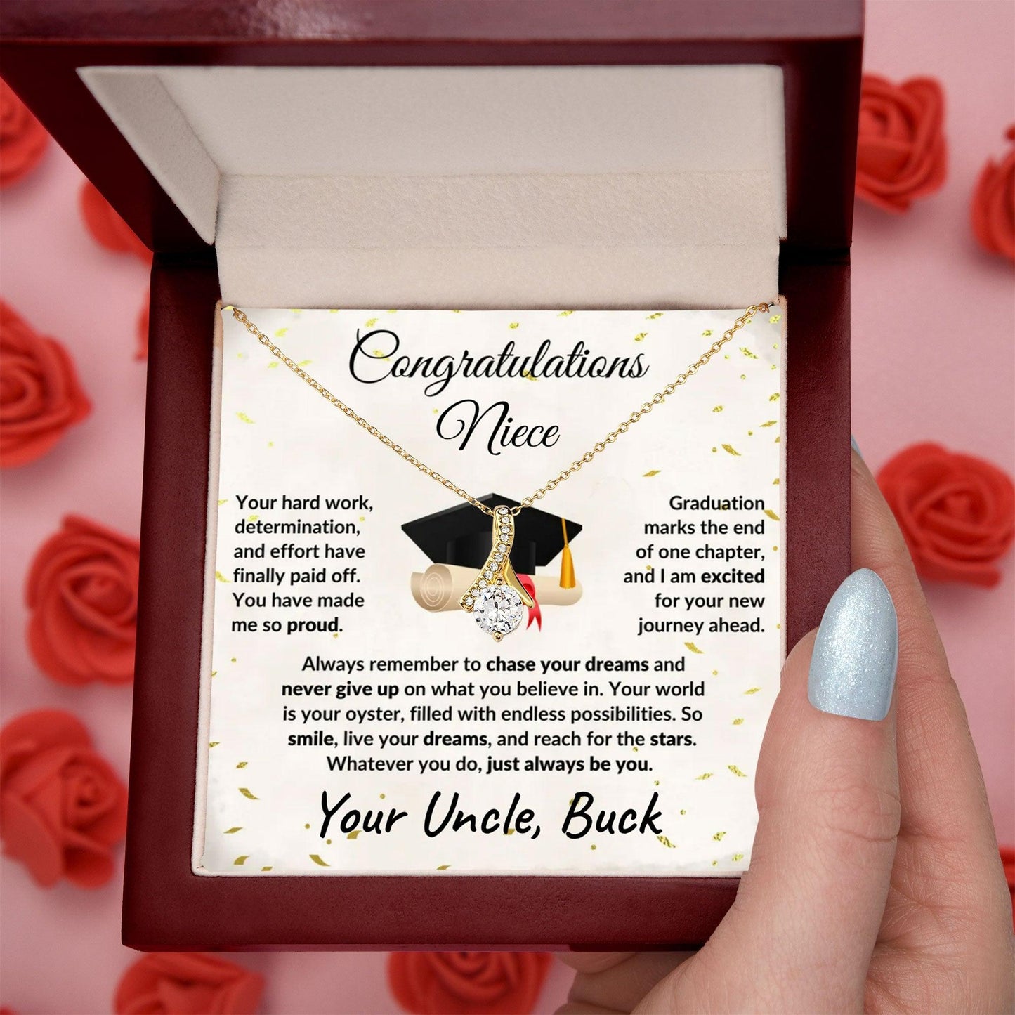 Niece Graduation Gift from Uncle Pendant Necklace - Mallard Moon Gift Shop