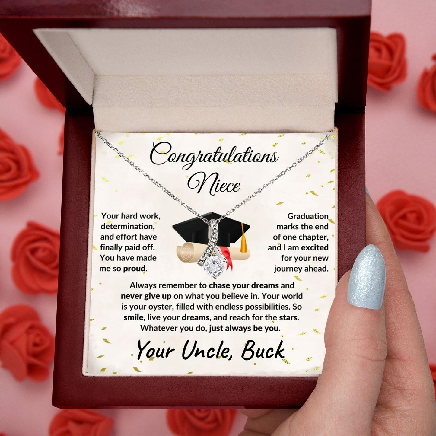 Niece Graduation Gift from Uncle Pendant Necklace - Mallard Moon Gift Shop
