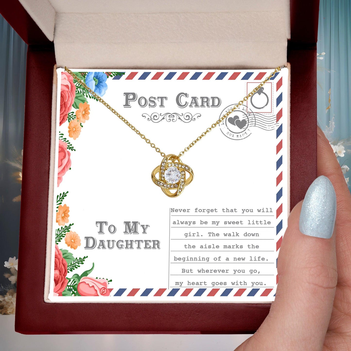 Daughter Wedding Day Gift - My Heart Goes With You - Love Knot Pendant Necklace - Mallard Moon Gift Shop