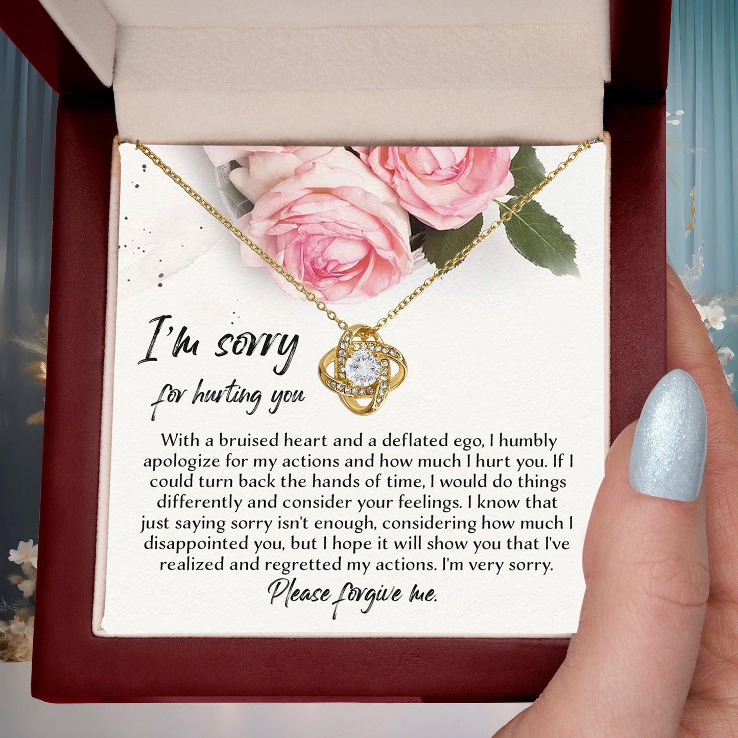 Apology Gift - Sorry, Regretted My Actions - Love Knot Pendant Necklace - Mallard Moon Gift Shop
