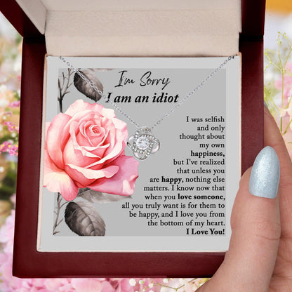 Apology Gift for Her - I'm Sorry I am an Idiot - Love Knot Pendant Necklace - Mallard Moon Gift Shop