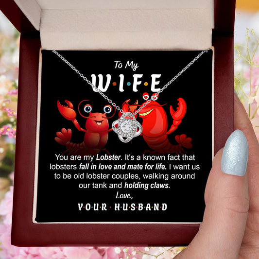 To My Wife - Old Lobster Couples Love Knot Pendant Necklace - Mallard Moon Gift Shop