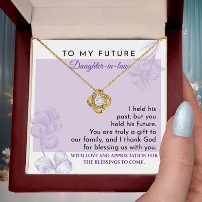 Future Daughter-in-law - You are a Gift to our Family Love Knot Pendant Necklace - Mallard Moon Gift Shop