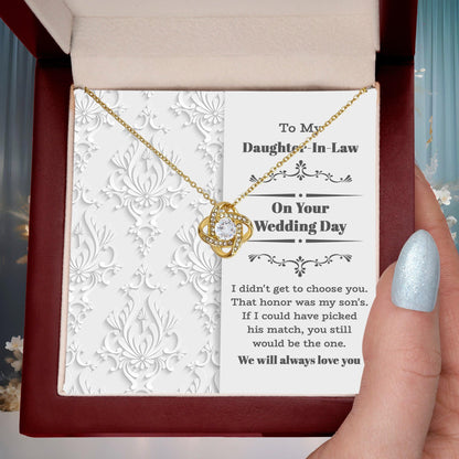 Daughter-In-Law Wedding Day Gift My Son Chose You Love Knot Pendant Necklace - Mallard Moon Gift Shop