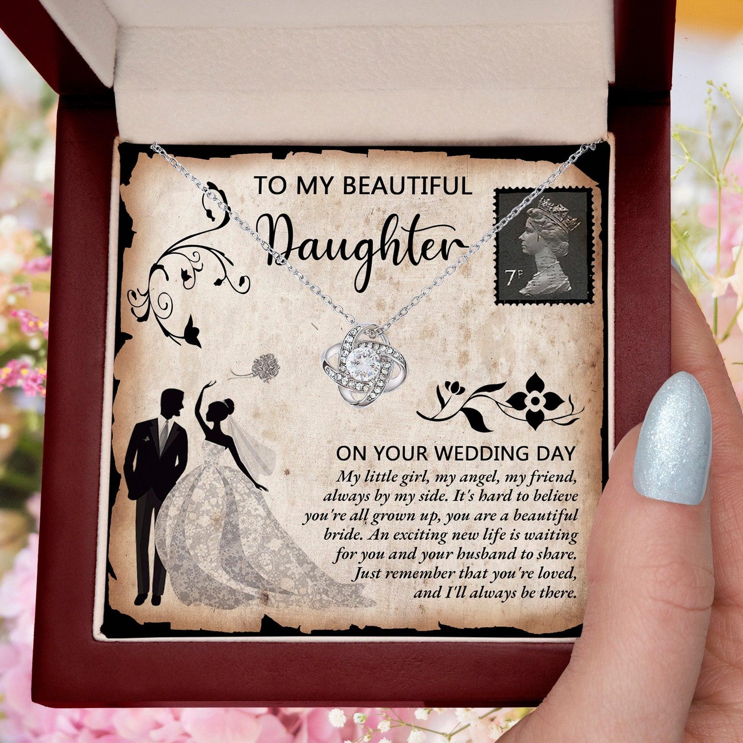 Daughter Wedding Day Gift Beautiful Bride Love Knot Pendant Necklace - Mallard Moon Gift Shop