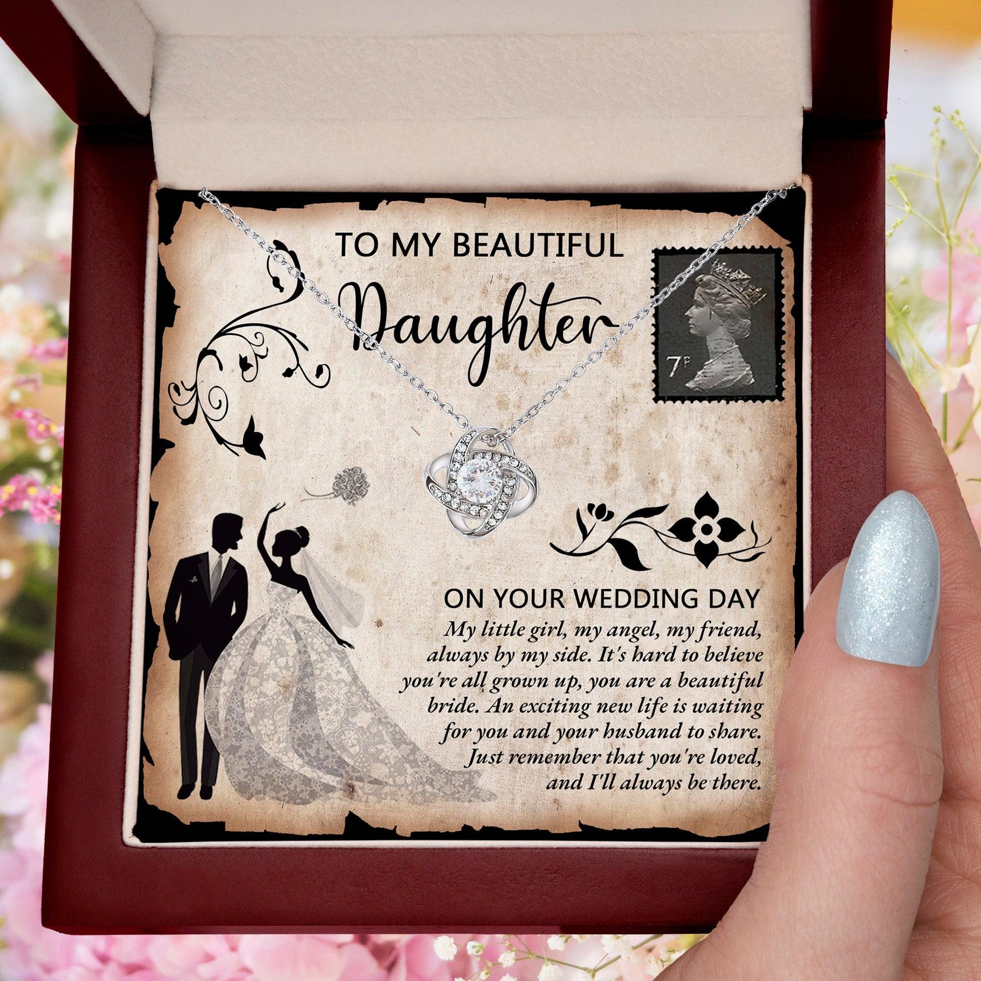 Daughter Wedding Day Gift Beautiful Bride Love Knot Pendant Necklace - Mallard Moon Gift Shop