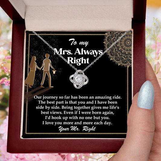 Wife Gift Always Right Love Knot Pendant Necklace - Mallard Moon Gift Shop