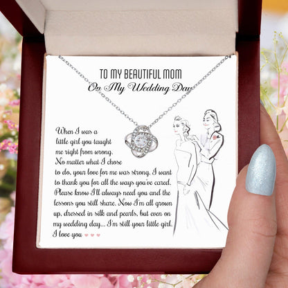 Gift for Mom Wedding Day Gift Always Your Little Girl Love Knot Pendant Necklace - Mallard Moon Gift Shop