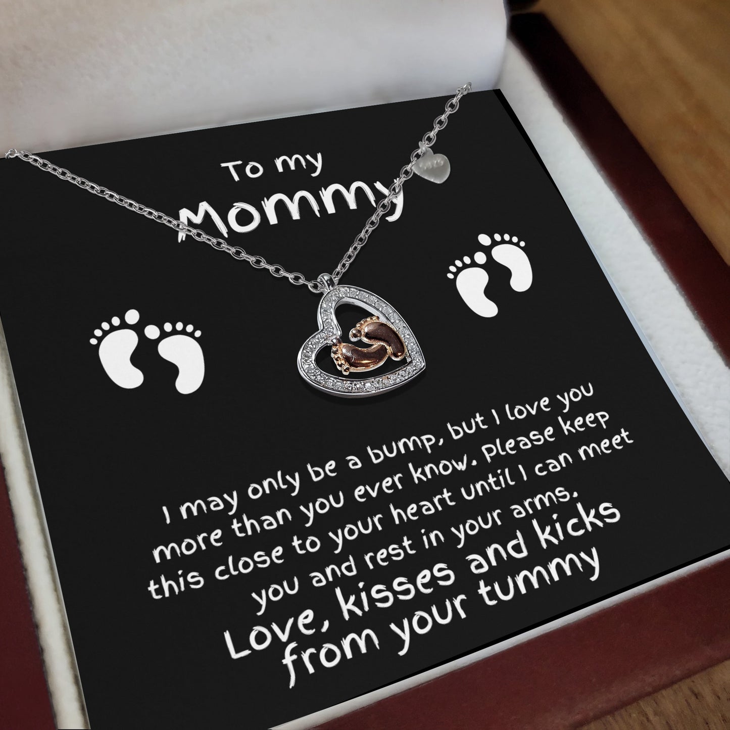 Expectant Mom Pregnancy Gift First Mother's Day Baby Shower Baby Feet Charm Necklace Love, The Bump - Mallard Moon Gift Shop