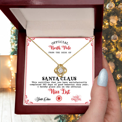 Nice List - Good Behavior - Love Knot Pendant Necklace - Mallard Moon Gift Shop