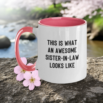 Funny Sister-in-law Gifts, This Is What An Awesome Sister-in-law Looks Like, Two Tone Coffee Mug, Birthday Christmas Gifts - Mallard Moon Gift Shop