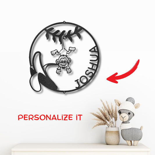 Our Little Monkey Monogram Personalized Steel Wall Sign Metal Art - Mallard Moon Gift Shop