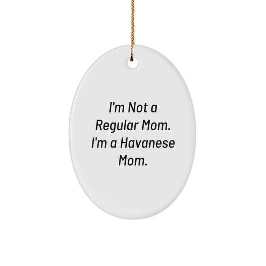 Funny Havanese Dog Mom Christmas Oval Ornament Gifts from Friends to Family - Image 1