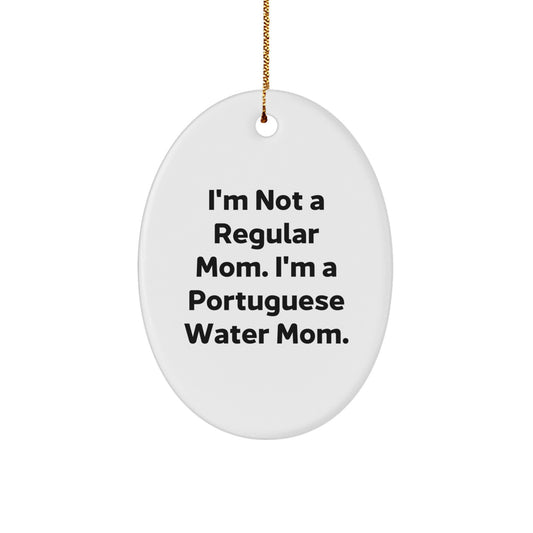Funny Portuguese Water Dog Mom Gifts from Family Friends - Oval Ornament for Christmas Unique Gifts - Image 1