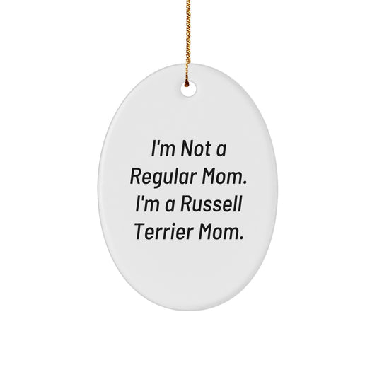 Funny Russell Terrier Dog Mom Gifts for Christmas Oval Ornament, Gifts from Friends to Russell Terrier Dog Parents, Unique Russell Terrier Dog Lover Decor - Image 1