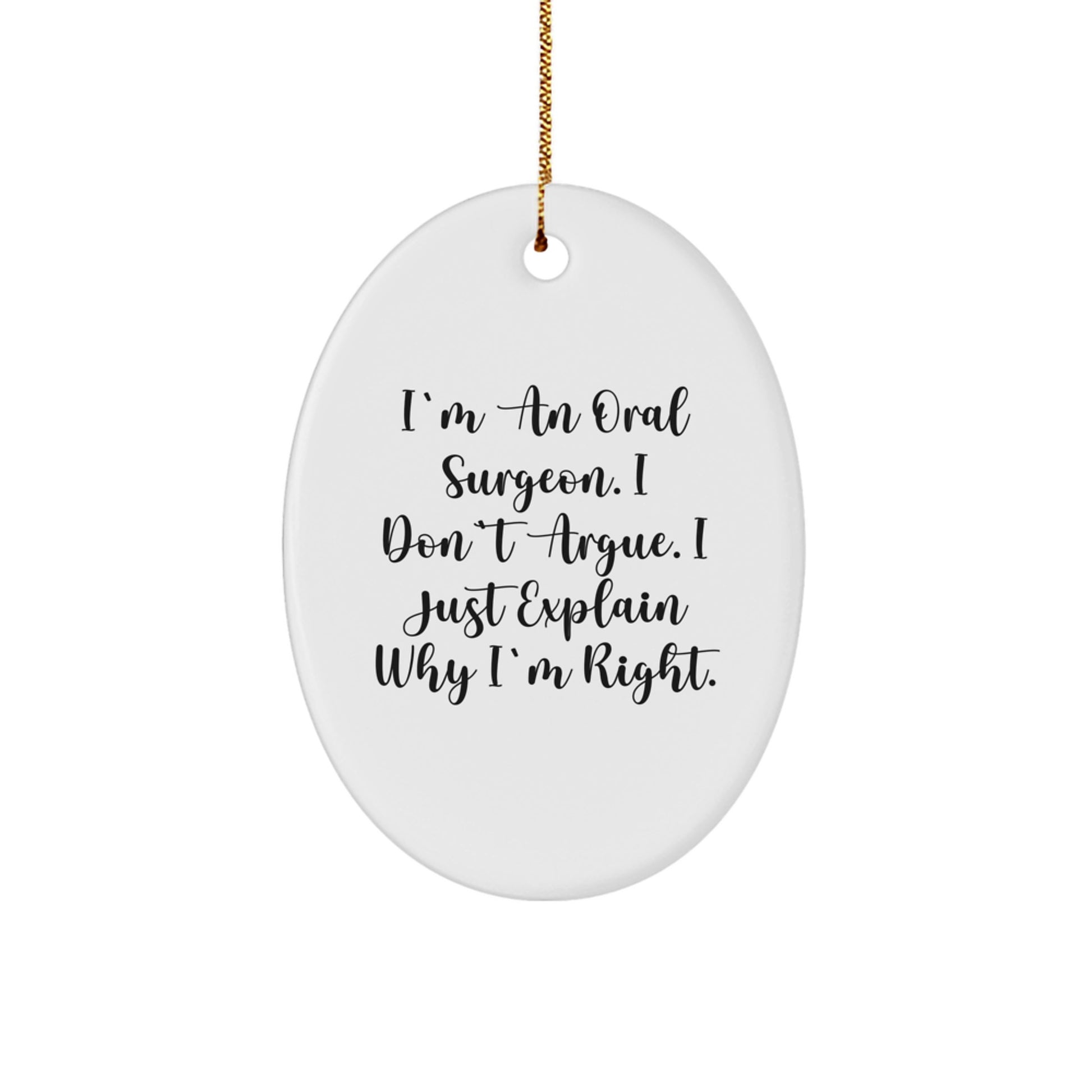 Funny Oral Surgeon Gifts from Friends for Men Oval Ornament Christmas Unique Decorations - Image 1