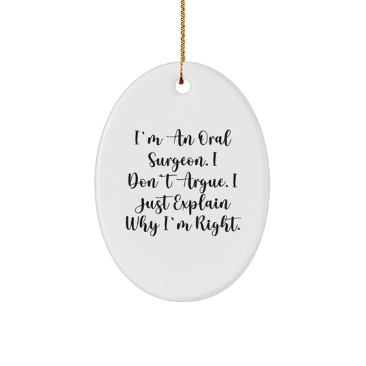 Funny Oral Surgeon Gifts from Friends for Men Oval Ornament Christmas Unique Decorations - Image 1