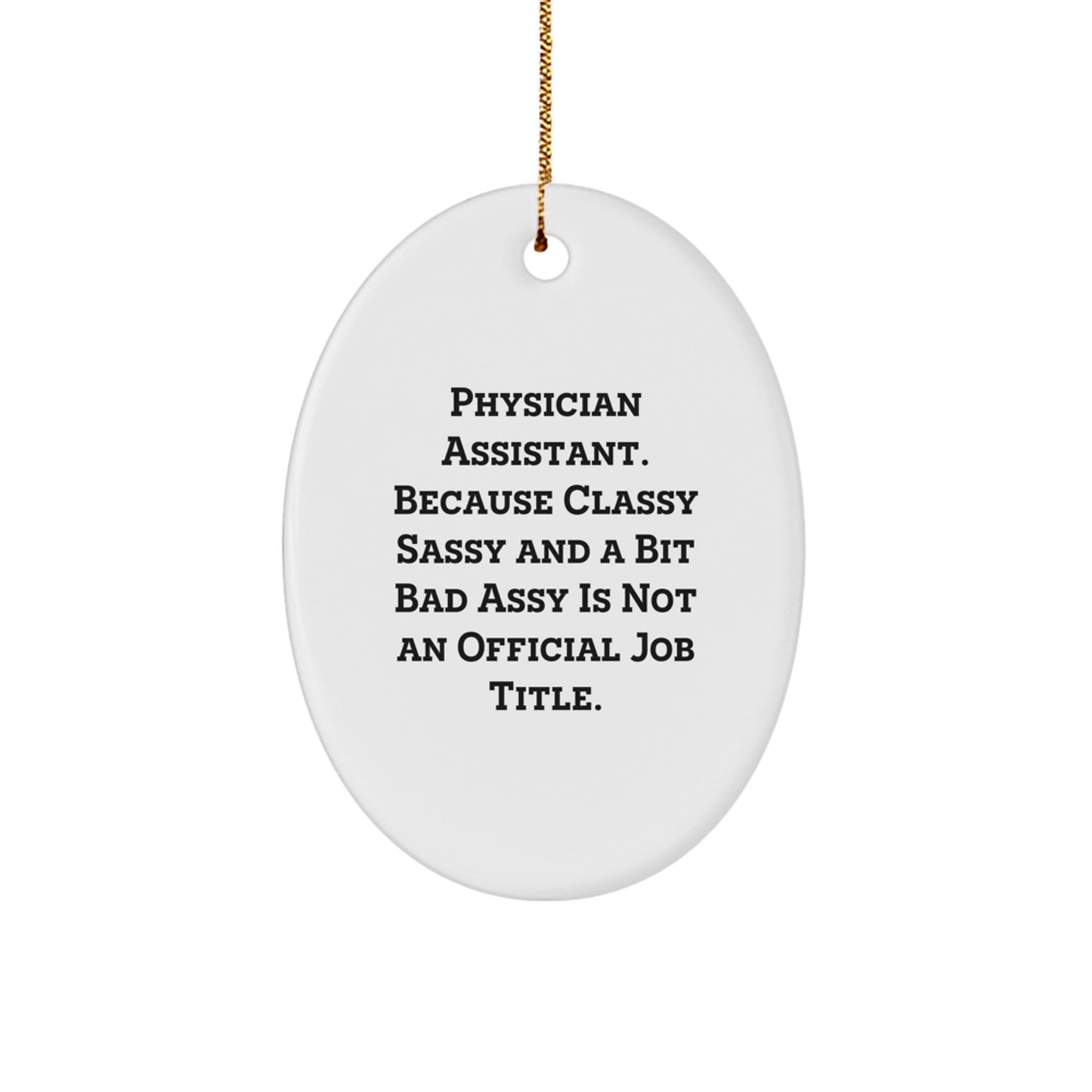 Gifts from Friends for Physician Assistant - Funny Oval Ornament, Physician Assistant Gifts, Christmas Decorations with Humor - Image 1